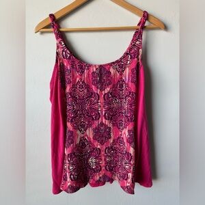 Y2K Faded Glory Hot Pink & Purple Patterned Sleeveless Camisole Romantic Fairy